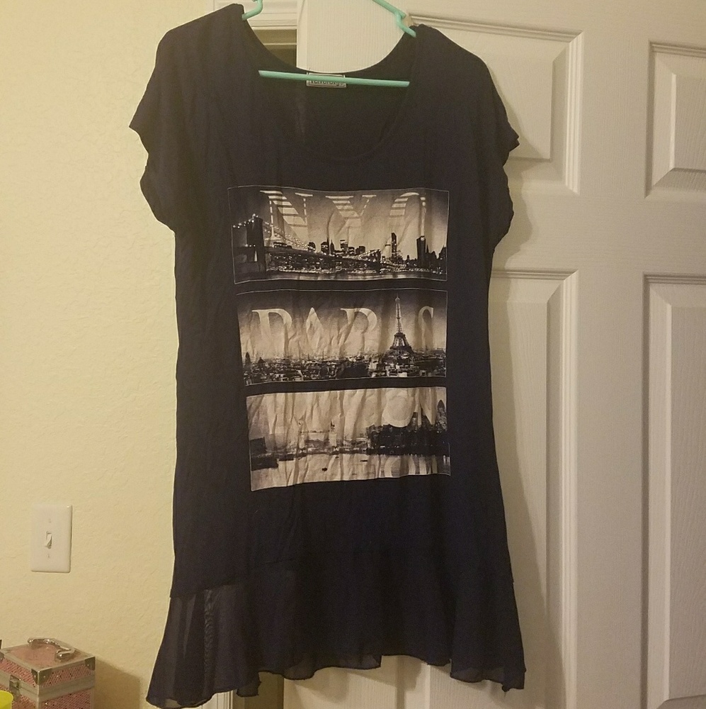 Blue Paris themed shirt